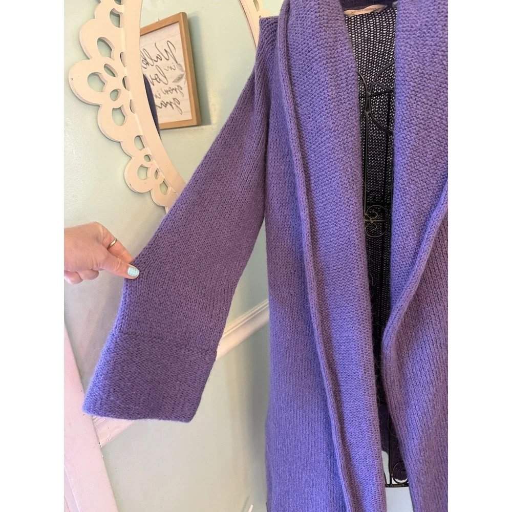 Soft Surroundings Telluride Topper Long Cardigan Size M Purple Wool Mohair - Picture 3 of 8